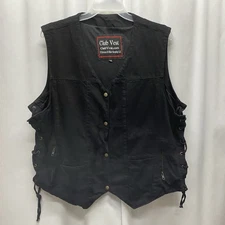 Club Vest men's 5X motorcycle vest canvas conceal carry black lace up sides