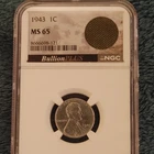 1943 Lincoln Wheat Cent Steel 1C Philadelphia Business Strike NGC MS65 BN