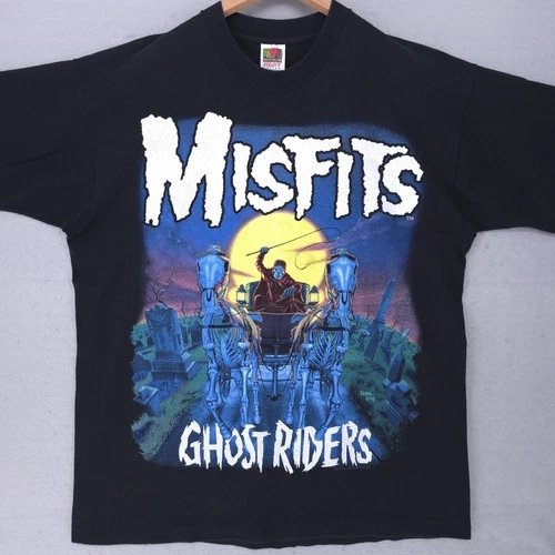 Misfits Shirt Mens XL Black Ghost Rider Double 1990s vintage concert t-shirt, vintage, size XL, single stitch, B+ condition