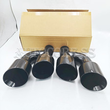 2pcs 4 Out Exhaust Tips 2.5 2-12 Offset Black Quad Bevel Dual Wall Stainless