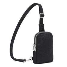 Nylon Crossbody Sling Bags for Women Small Cross Body Fanny Pack Leopard Black