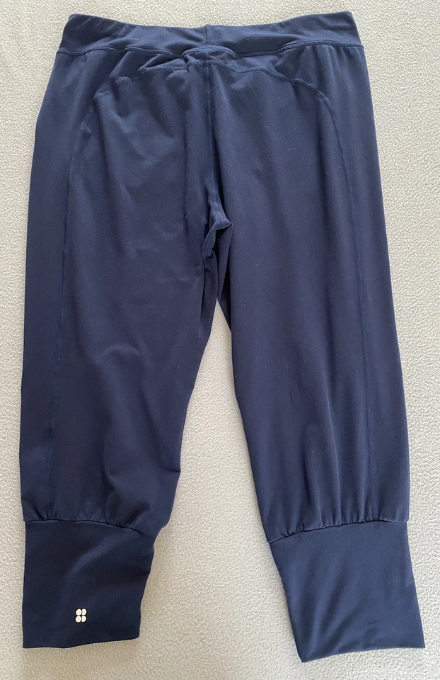 SWEATY BETTY YOGA PANTS GARY SZ 16-18 XL BLUE NAVY CROP WOMENS TROUSER PILATES — 第 2/4 张图片