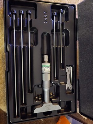 Mitutoyo Depth Micrometer Set 0-6'' with 4'' Base and 0.001'' Precision
