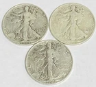 1942 P D S Walking Liberty Half Dollars - Set Of 3 Circulated - Nice Price !!