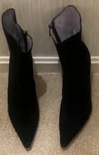 Vintage Womans GUCCI Black Suede Mid-height Stiletto Heel Boots Size 41 C IT