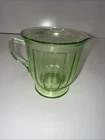 Vintage Hazel Atlas Green Uranium Depression Glass Panel Creamer 3.75" Glows