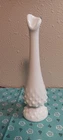 Vintage Fenton White Milk Glass Hobnail Footed Swung Bud Pedestal Vase 9.25”