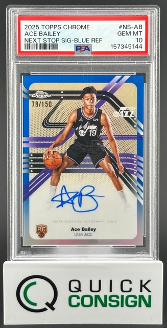 Ace Bailey 2025 Topps Topps Chrome Rookie Autographs Blue Refractor