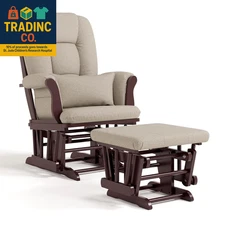 Tuscany Custom Glider and Ottoman with Free Lumbar Pillow (Espresso/Taupe Swirl)