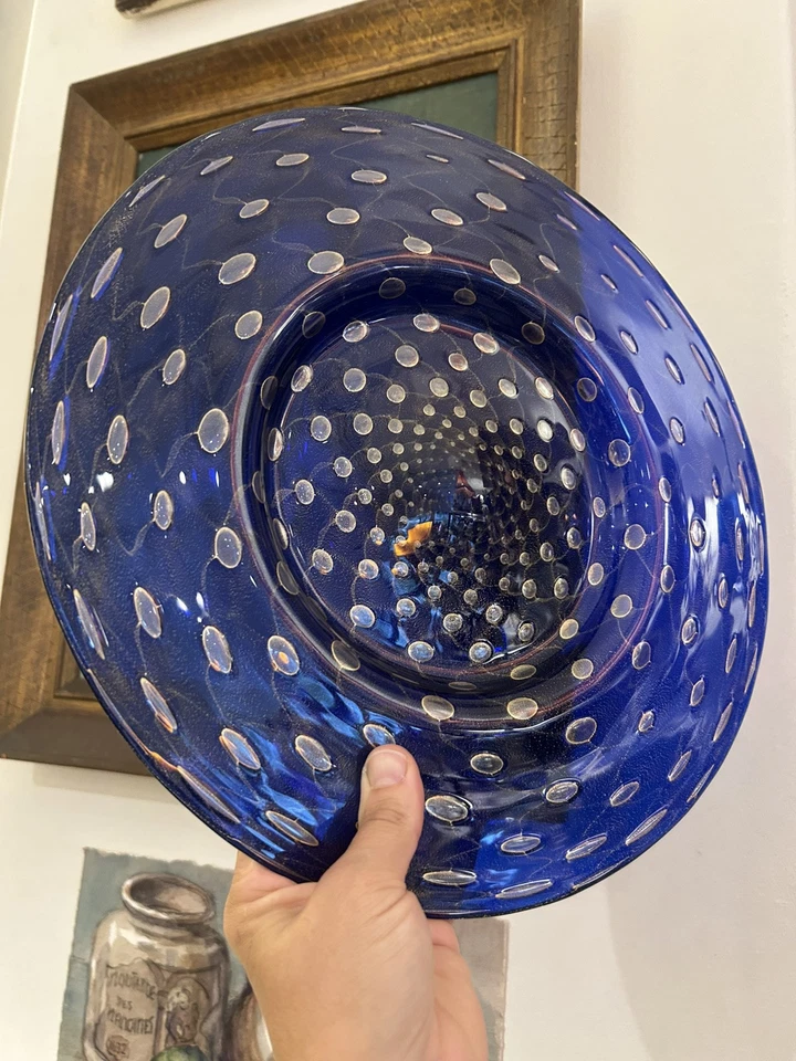 Большое муранское стекло синяя пластина баровье и тозо золотые хлопья - Изображение 4 из 4