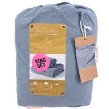 Bed Theory Gauze Supreme Comfort 4-Piece Sheet Set - Quarry Blue, King Size