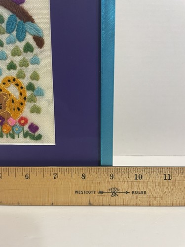 Jungle Crewel Embroidered 3D Picture Pop Art Nursery Room VTG Framed 10.5”/9” - Picture 4 of 6
