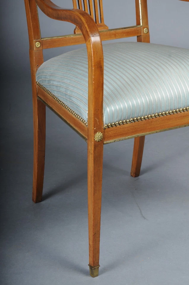 Silla antigua clásica Empire hecha de caoba con accesorios de latón París Foto 3 de 4