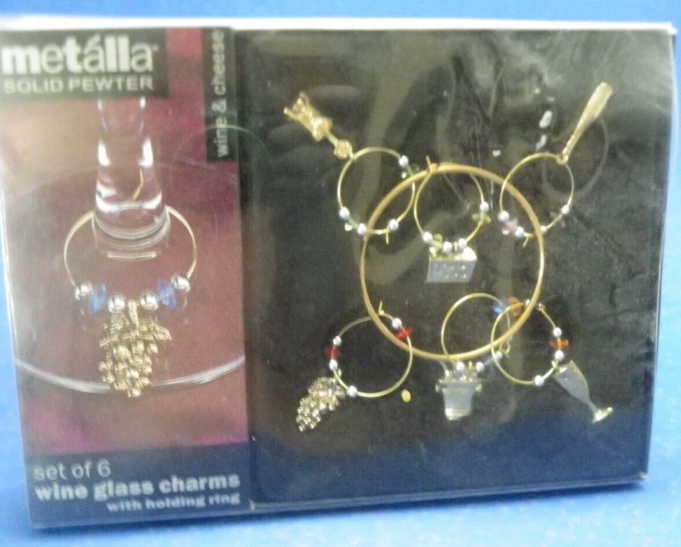 Metalla 实心锡制 6 件套葡萄酒玻璃饰品奶酪葡萄葡萄酒及更多 — 第 3/4 张图片
