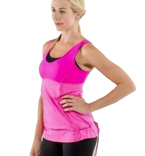 Canotta Lululemon Hustle Bustle 6 rosa lampone glo orlo leggero con coulisse - Foto 1 di 12