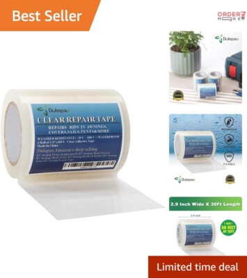 30FT Clear PVC Repair Tape for Tents, Awnings, RVs & More - Durable & Flexible