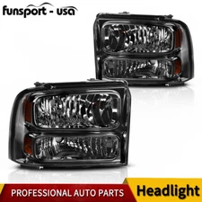 For 2005-2007 Ford F250 F350 F450 F550 Super Duty Chrome Headlights Smoke Lens