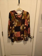 Women's Notations Long Sleeve Bloouse - Multicolor - Size 1X