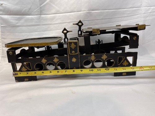 VINTAGE CAST IRON BALANCE SCALE ORNATE VICTORIAN STYLE HAND PAINTED 2695 - Picture 8 of 12