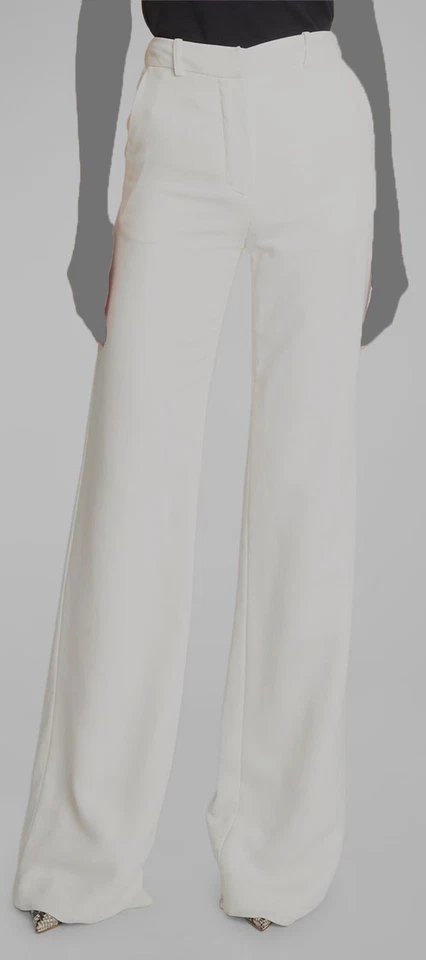 Pantalones para mujer Balmain blancos cintura alta crepé acampanados talla 42