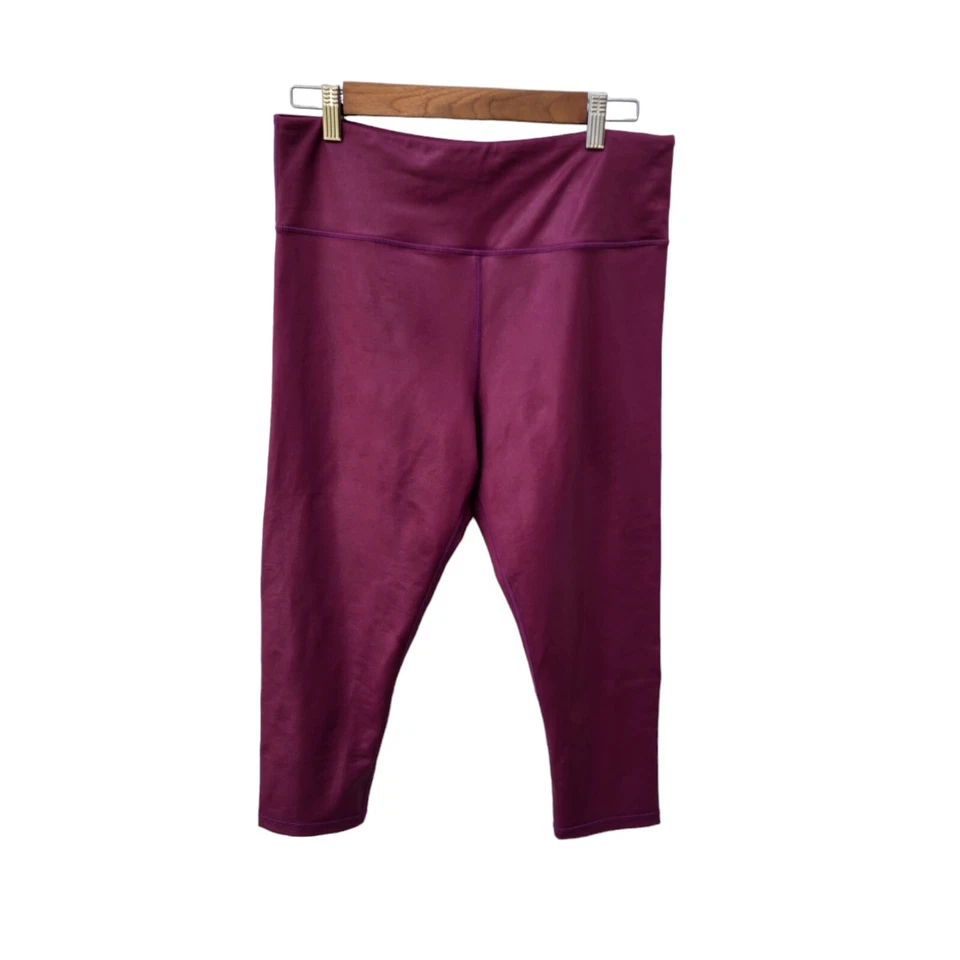 ZYIA Active Metálico Púrpura Claro y Apretado Calzas de Tiro Alto Capri 20" Talla 14-16 Foto 2 de 4