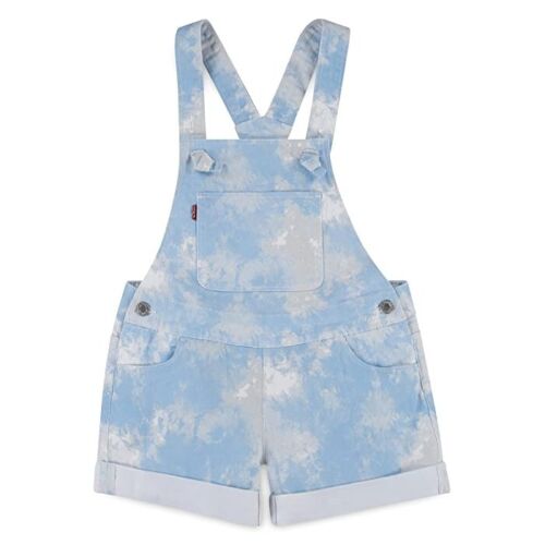 Levi's Shortalls Girls Blue Denim Sunny Tie-Dye Buckled Straps Pockets Size 8
