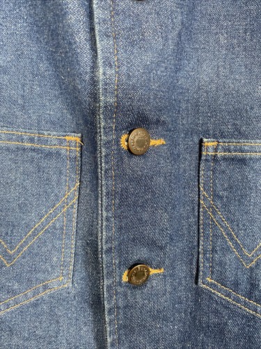 Wrangler Vest Mens Large Trucker Biker Farm Denim Western Biker USA Vintage 80s - Picture 5 of 10