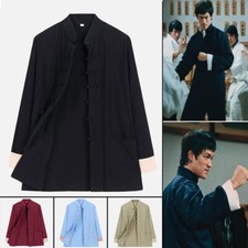 Mens Chinese Traditional Tang Suit Jacket Coat Bruce Lee Kung Fu Wingchun Outfit