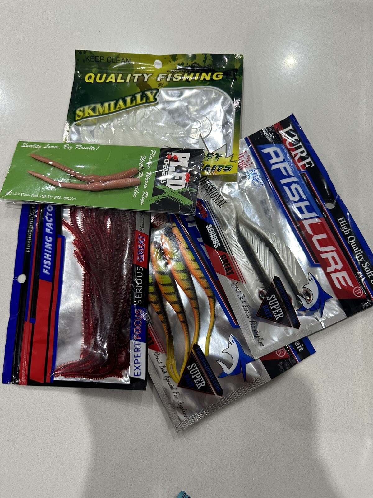 fishing lures job lot 5 packs NEW freshwater coarse saltwater worm