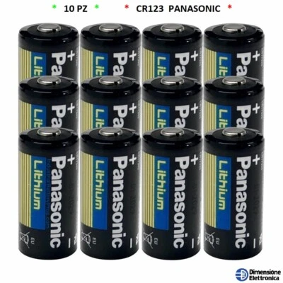 *10Ppz* Batteria cr123a 3v litio PANASONIC Pila DL123a CR17345 Sensore Antifurto