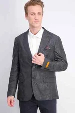 $350 NWT Tallia Men's Black Tonal Animal Print Pattern Dinner Jacket Blazer XL