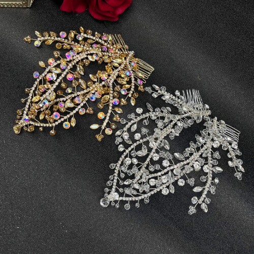 Wedding Forehead Hair Pieces Tiara Party Jewelry Head Chain with Comb Party - Foto 5 di 23