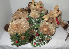 Russ Berrie Winter Ice Skating Reindeer ANTLERS family stuffed animal Set 3 size