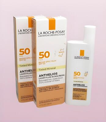 LA ROCHE POSAY ANTHELIOS TINTED MINERAL LIGHT FLUID SUNSCREEN SPF50 1.7 OZ 2PCS