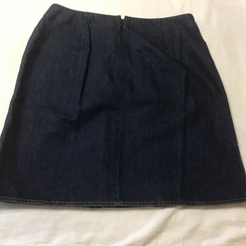 Dark Denim Skirt Faux Lace Up Front Back Zip Sz 10 No Pockets IE Relaxed - Picture 8 of 10