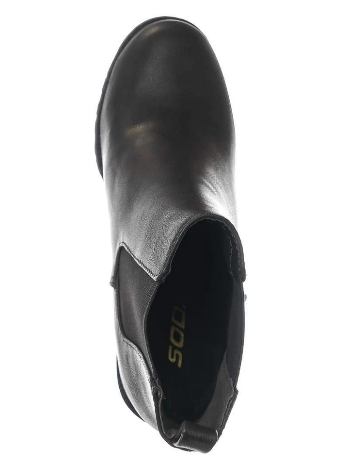 Botas de moda Soda Glove Chelsea negras con suela gruesa elástica gore tobillo ancho Foto 4 de 4