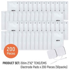 iSTIM Lot of 200 2"x2" premium TENS-EMS electrodes pads Japanese GEL - EXP 05/27