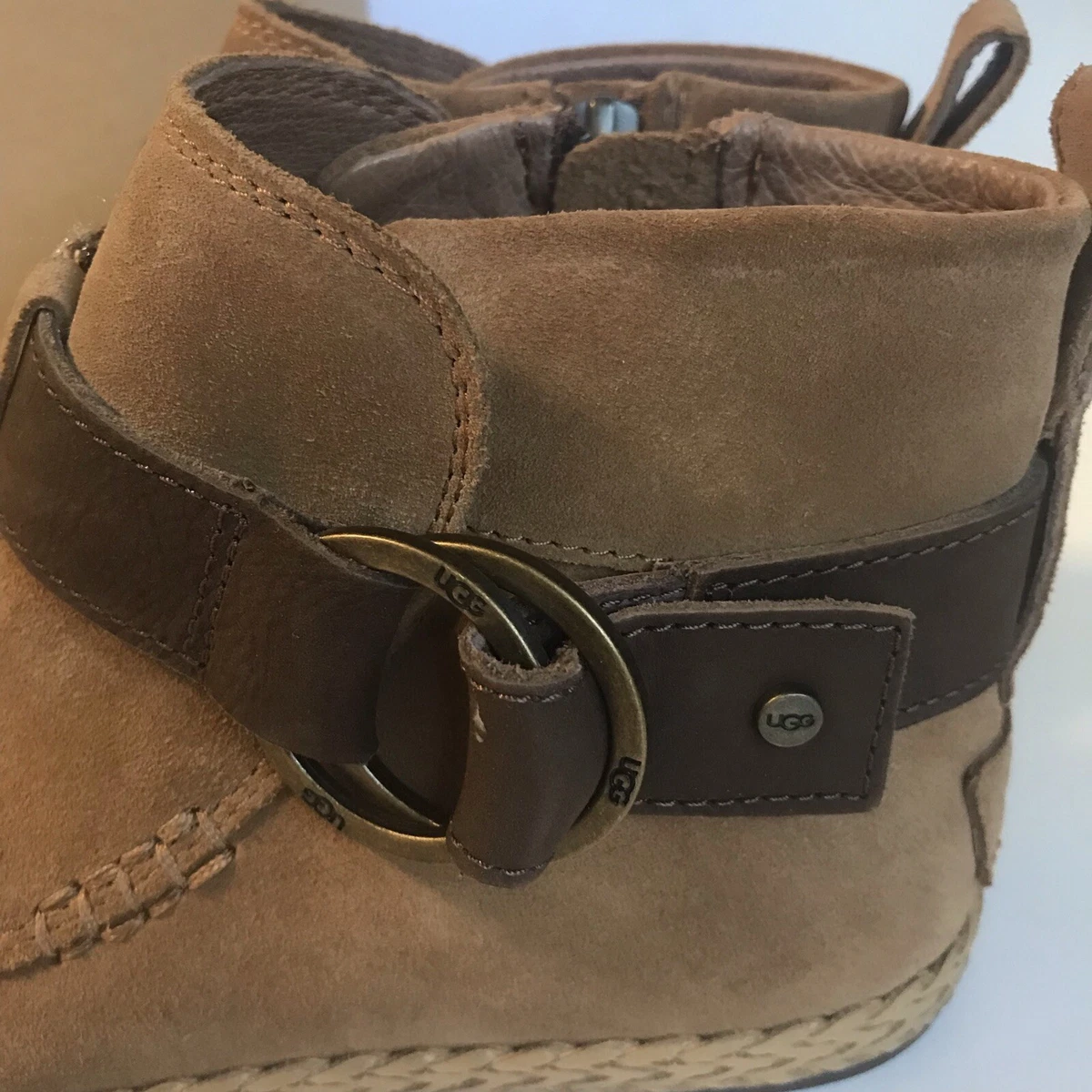 UGG Sloane Buckle Suede Booties Chestnut Tan Brown Size 6 NEW IN BOX 130