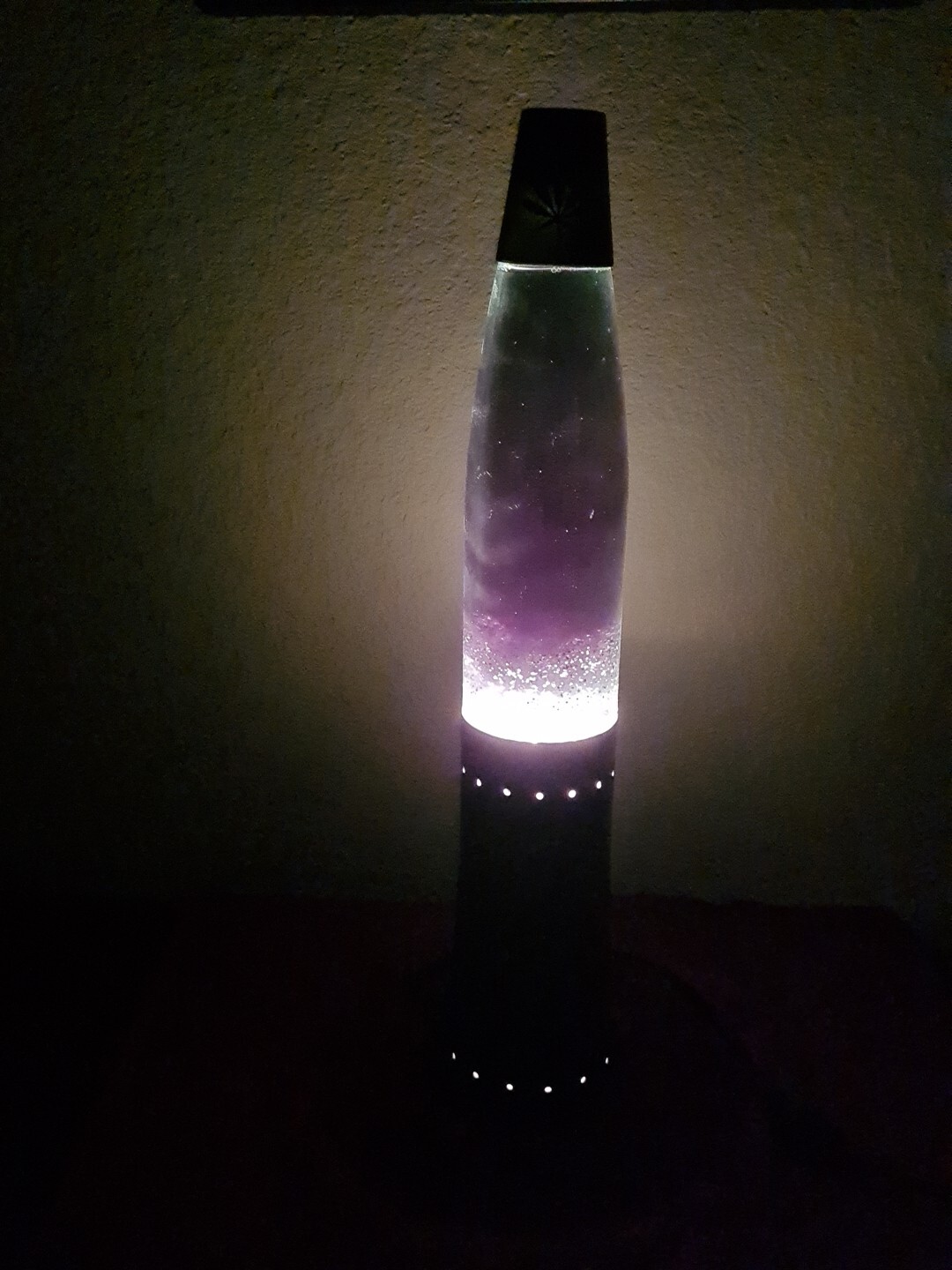 Vintage 90’s Lava Lamp Black Base Green Liquid Glitter Ganja Marijuana