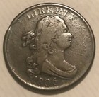 1806 draped bust  half cent. Small 6 no stems , VF , Very fine