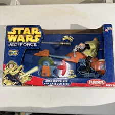 Playskool Star Wars Jedi Force Luke Skywalker with Speeder Bike Set 2004 Hasbro