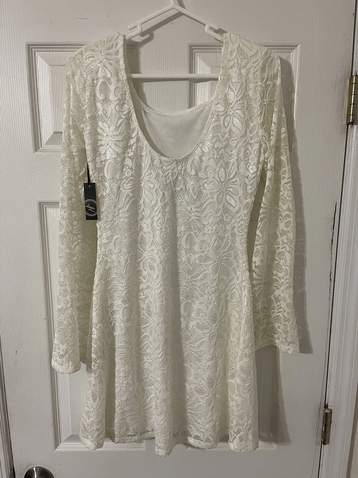 OFF WHITE LIBERTY LOVE bianco sporco abito in pizzo taglia M