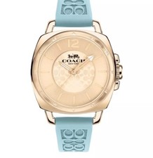 Coach 14503979 Carnation Gold Dial Teal Silicone Strap Boyfriend 