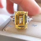 Big Gemstone Ring,  925 SilverCitrine Cocktail Engagement Ring Birthday Gift