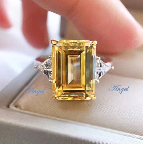Big Gemstone Ring,  925 SilverCitrine Cocktail Engagement Ring Birthday Gift