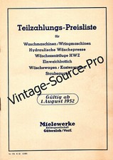 alte Miele Teilzahlungs - Preisliste mehrseitig gültig ab 1. August 1952 Vintage