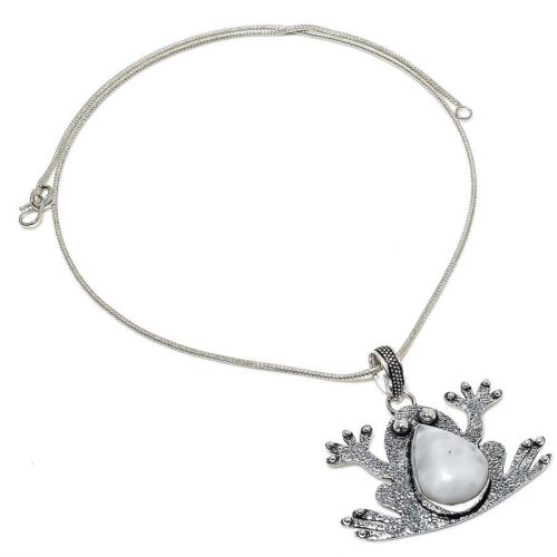 Colgante de joyería étnica de plata de ley 925 con piedras preciosas lunares arco iris rana