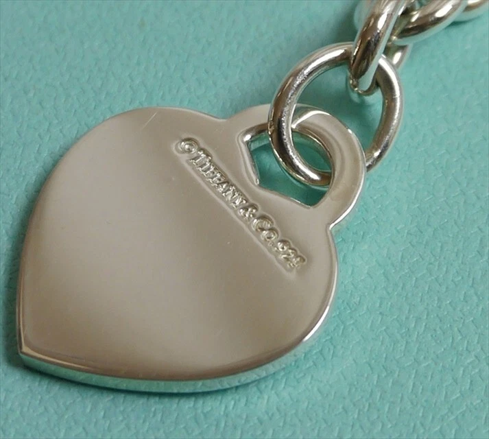 Autentico portachiavi Tiffany & Co. note di cuore argento sterling #10024 - Immagine 3 di 4