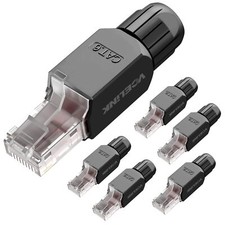 VCELINK RJ45 Connector Tool-Free CAT6 Field Termination Plug Gold Plated Modu...