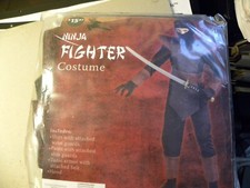 NEW Black Ninja Fighter Halloween Costume Size 8, 10-12 Medium kid's child boy